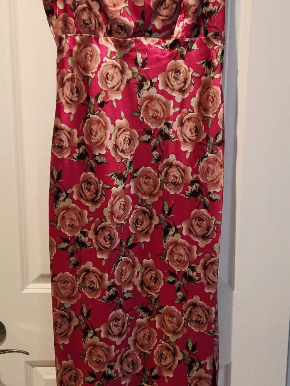 Floral Satin Dress in Pink and Rose